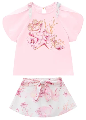 Milon - Conjunto Infantil Menina Estampa Rosa - MILON