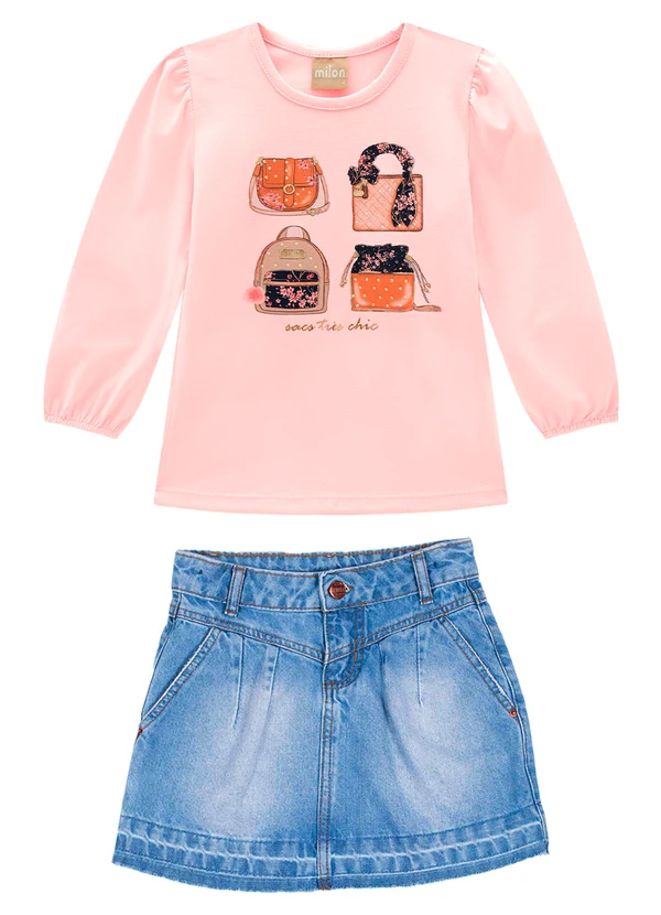 Milon - Conjunto Infantil Menina Estampa Rosa