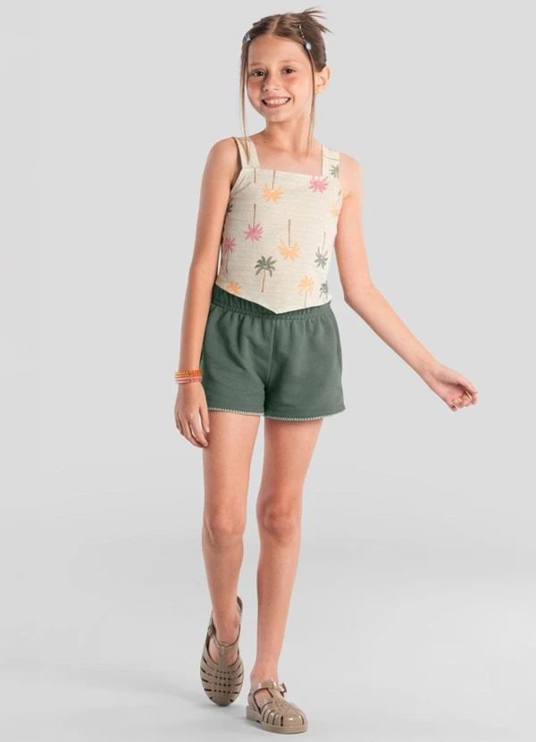 Brandili - Conjunto Infantil Menina Floral Bege