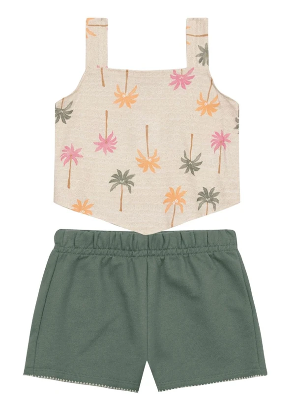Brandili - Conjunto Infantil Menina Floral Bege 2