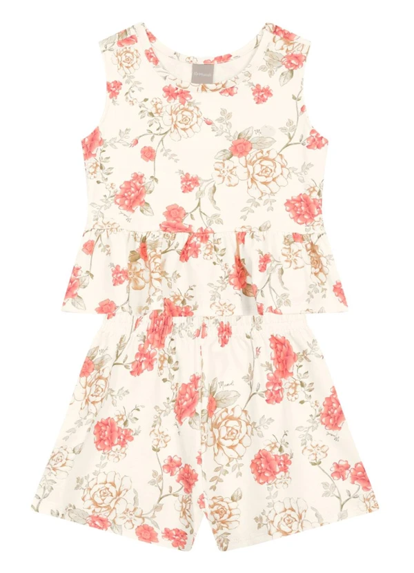 Brandili Mundi - Conjunto Infantil Menina Floral Bege