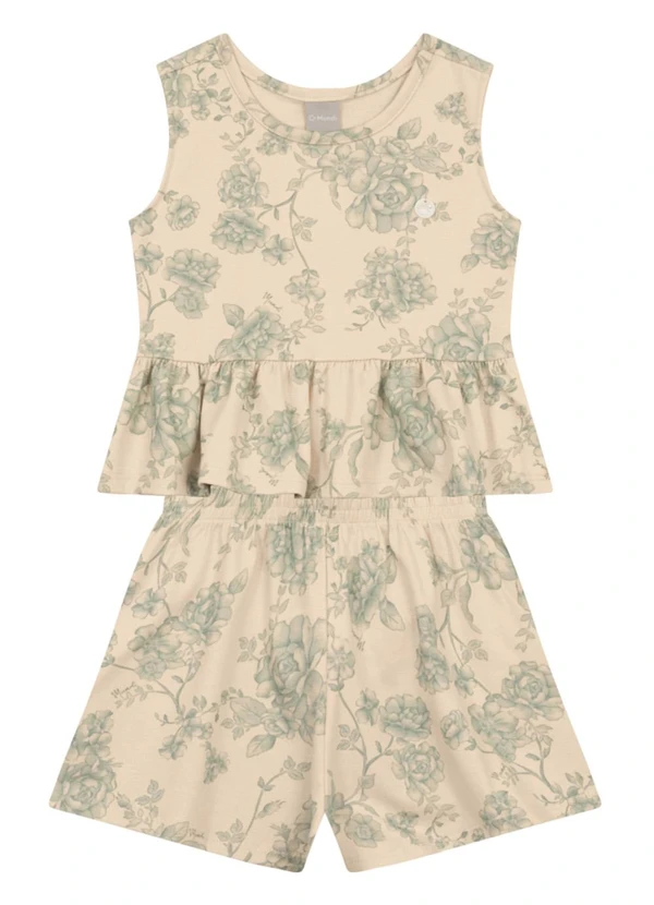 Brandili Mundi - Conjunto Infantil Menina Floral Bege 2