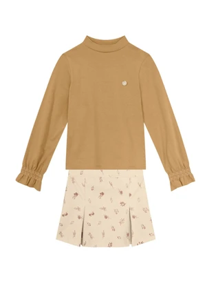 Brandili Mundi - Conjunto Infantil Menina Floral Marrom - BRANDILI MUNDI