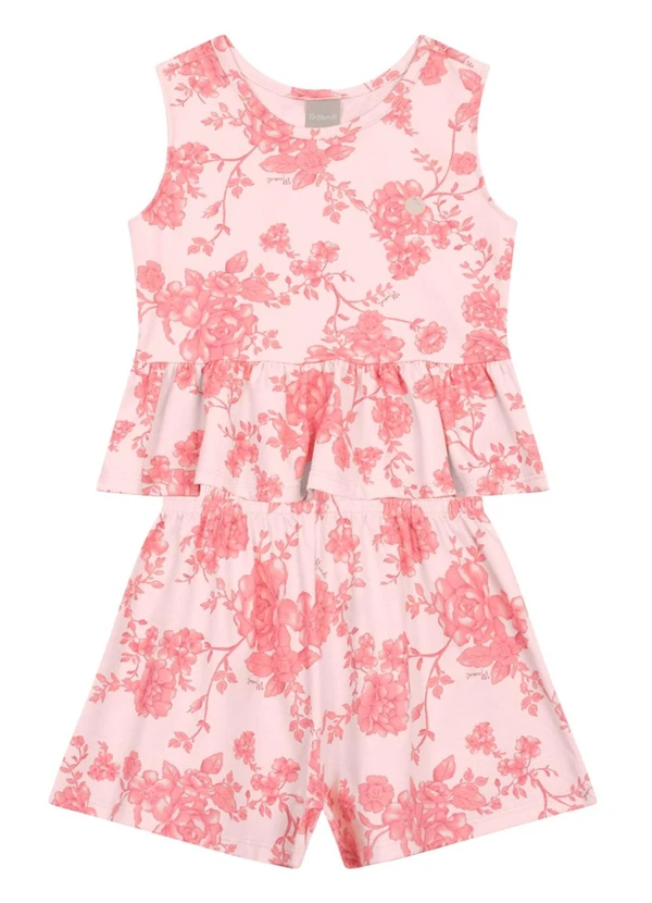 Brandili Mundi - Conjunto Infantil Menina Floral Rosa