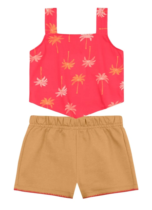 Brandili - Conjunto Infantil Menina Floral Vermelho