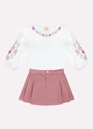 Milon - Conjunto Infantil Menina Flores Branco - MILON