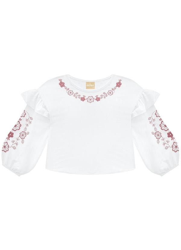 Milon - Conjunto Infantil Menina Flores Branco 2