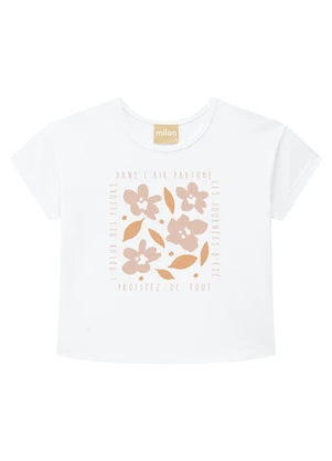 Milon - Conjunto Infantil Menina Flores Branco - MILON
