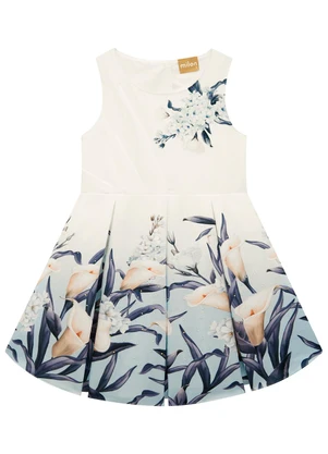 Milon - Conjunto Infantil Menina Flores Off White - MILON