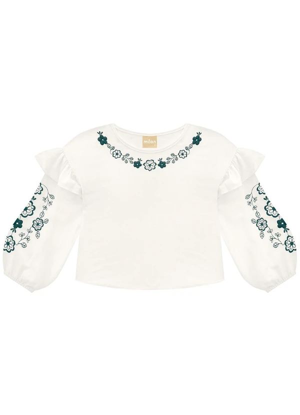 Milon - Conjunto Infantil Menina Flores Off White 2