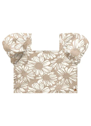 Milon - Conjunto Infantil Menina Flores Off White - MILON