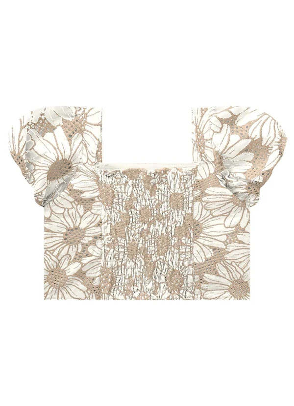 Milon - Conjunto Infantil Menina Flores Off White 3