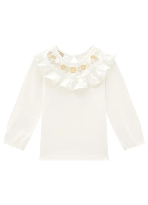 Milon - Conjunto Infantil Menina Flores Off White - MILON