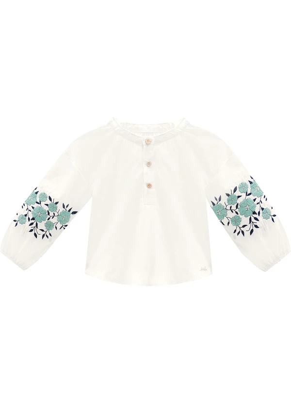 Milon - Conjunto Infantil Menina Flores Off White