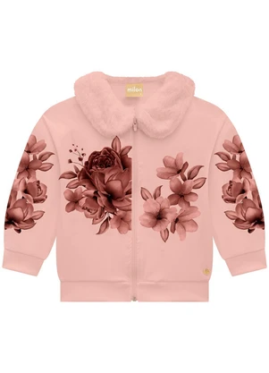 Milon - Conjunto Infantil Menina Flores  Rosa - MILON