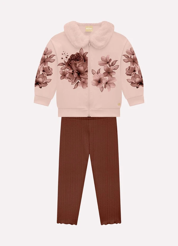 Milon - Conjunto Infantil Menina Flores Rosa