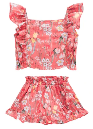 Milon - Conjunto Infantil Menina Flores Rosa - MILON