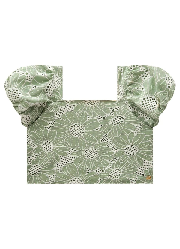 Milon - Conjunto Infantil Menina Flores Verde 3