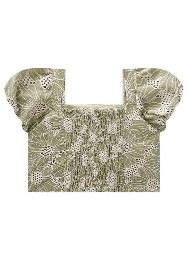 Milon - Conjunto Infantil Menina Flores Verde 4