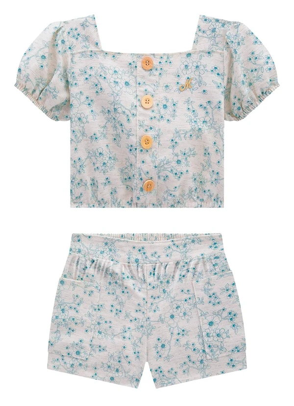 Milon - Conjunto Infantil Menina Flores Verde