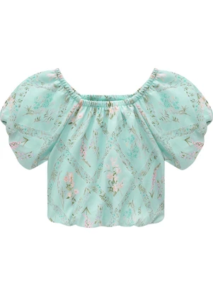 Milon - Conjunto Infantil Menina Flores Verde - MILON