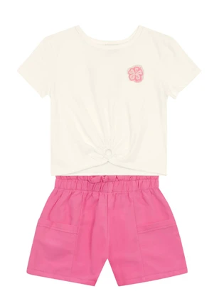 Brandili - Conjunto Infantil Menina Florzinha Bege - BRANDILI