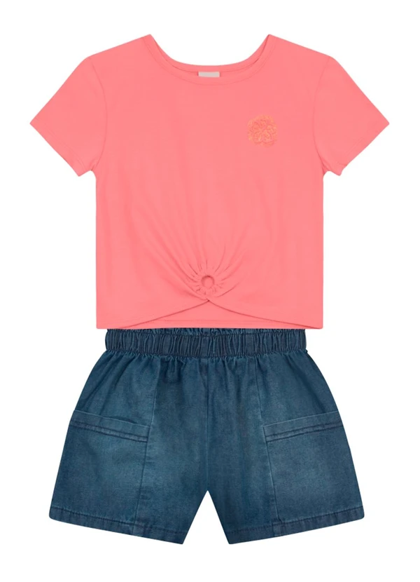 Brandili - Conjunto Infantil Menina Florzinha Rosa