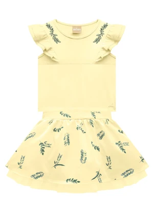 Milon - Conjunto Infantil Menina Folhas Amarelo - MILON