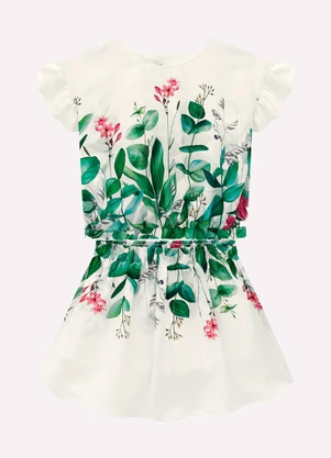 Milon - Conjunto Infantil Menina Folhas Off White - MILON