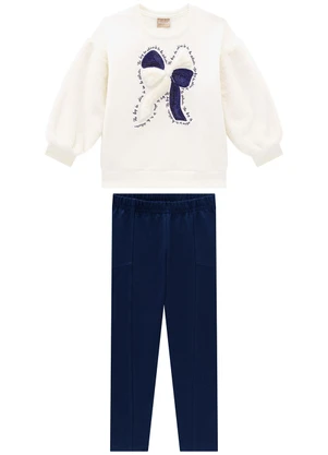 Milon - Conjunto Infantil Menina Laço Off White - MILON