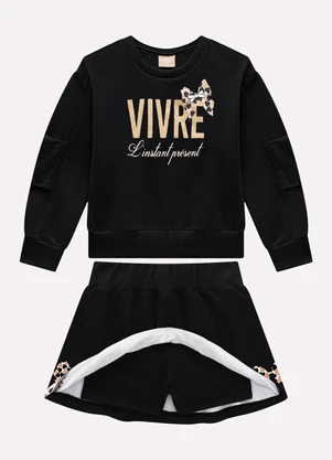 Milon - Conjunto Infantil Menina Laço Preto - MILON