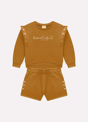 Milon - Conjunto Infantil Menina Lettering  Amarelo - MILON