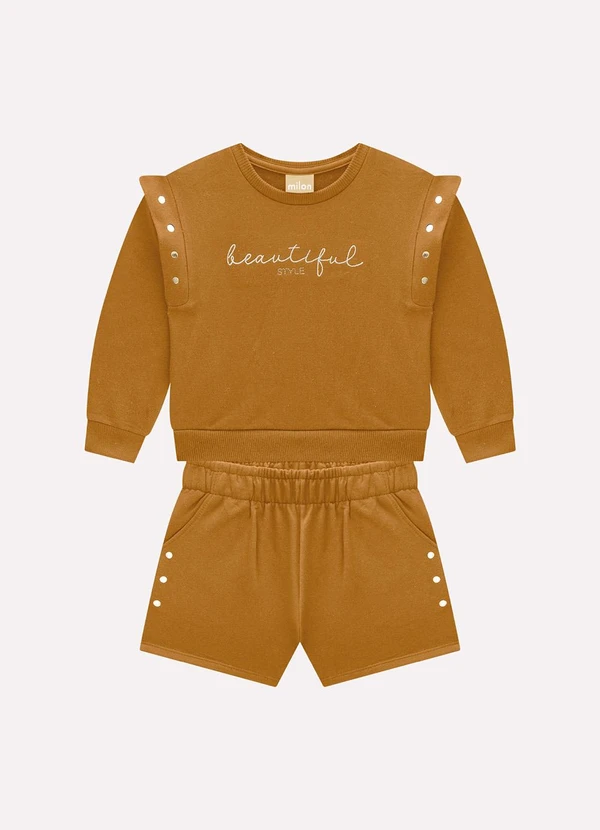 Milon - Conjunto Infantil Menina Lettering Amarelo