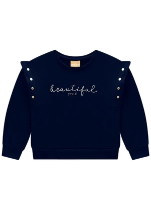 Milon - Conjunto Infantil Menina Lettering  Azul - MILON