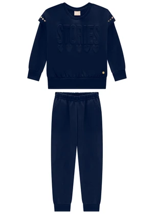 Milon - Conjunto Infantil Menina Lettering Azul - MILON