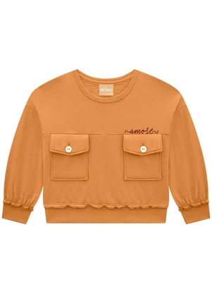 Milon - Conjunto Infantil Menina Lettering  Marrom - MILON