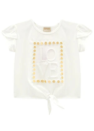 Milon - Conjunto Infantil Menina Lettering Off White - MILON