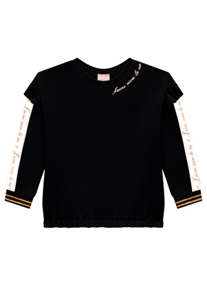 Milon - Conjunto Infantil Menina Lettering Preto - MILON