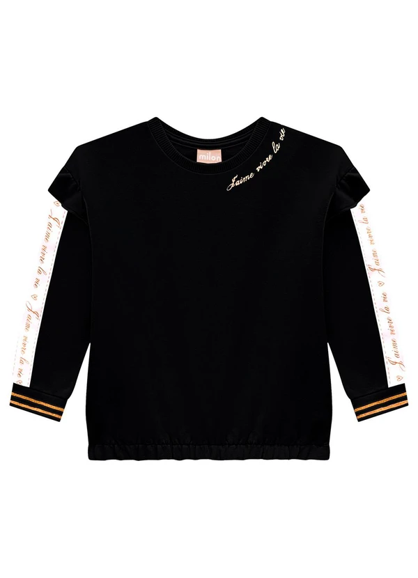 Milon - Conjunto Infantil Menina Lettering Preto 2