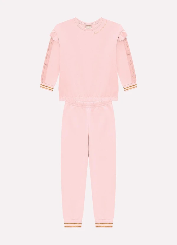 Milon - Conjunto Infantil Menina Lettering Rosa