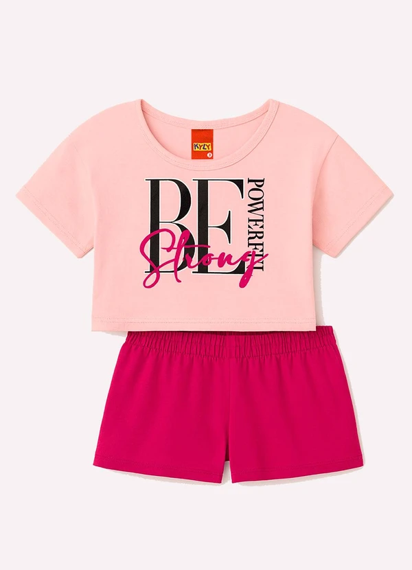 Kyly - Conjunto Infantil Menina Lettering Rosa