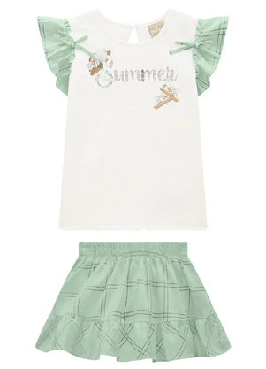 Milon - Conjunto Infantil Menina Lettering Verde - MILON