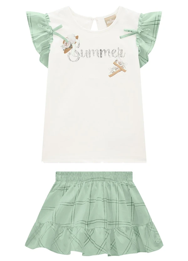 Milon - Conjunto Infantil Menina Lettering Verde