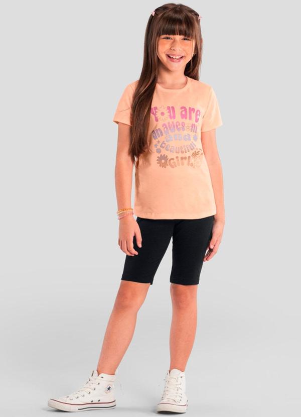 Brandili - Conjunto Infantil Menina Metalizado Laranja