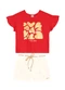 Brandili - Conjunto Infantil Menina Metalizado Branco - variação: Vermelho