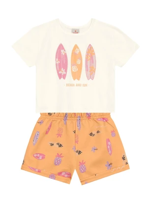 Brandili - Conjunto Infantil Menina Praiano Bege - BRANDILI