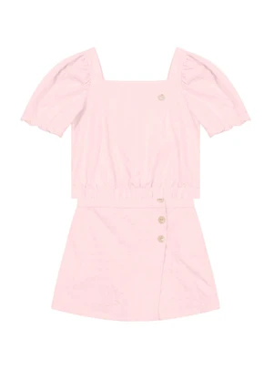 Brandili Mundi - Conjunto Infantil Menina Texturizado Rosa - BRANDILI MUNDI