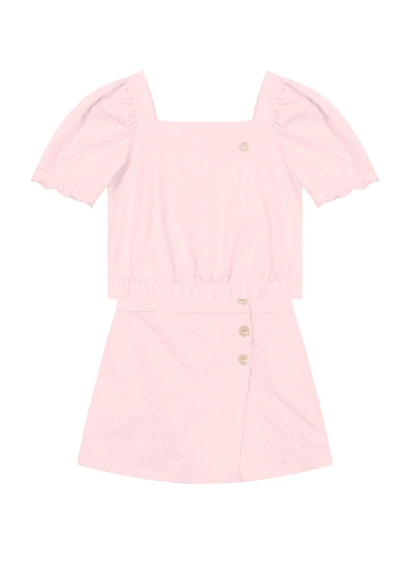 Brandili Mundi - Conjunto Infantil Menina Texturizado Rosa