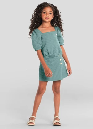 Brandili Mundi - Conjunto Infantil Menina Texturizado Verde - BRANDILI MUNDI