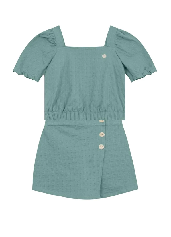 Brandili Mundi - Conjunto Infantil Menina Texturizado Verde 2